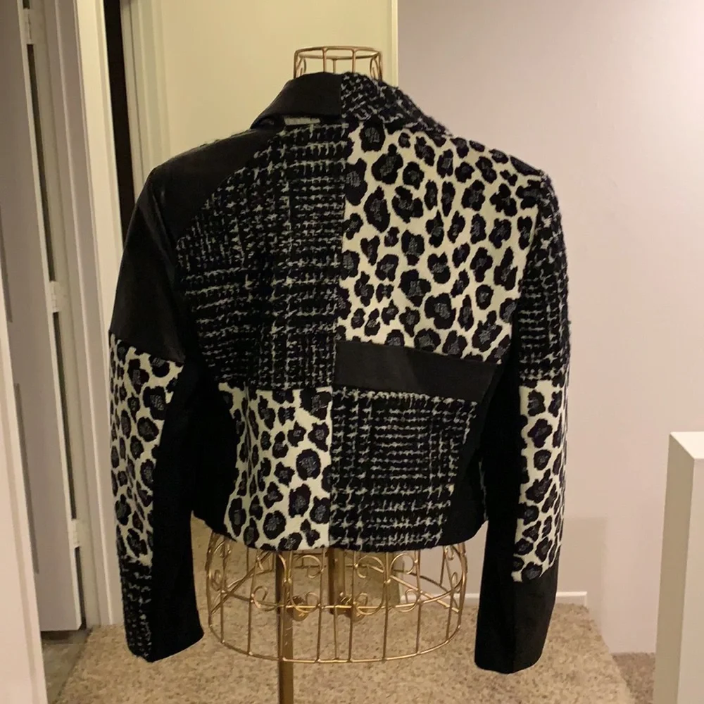 Alice and Olivia animal print patch open leather jacket - Picture 6 of 8